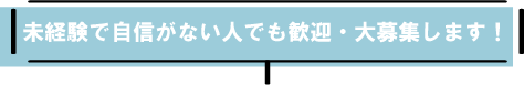 未経験で自信がない人でも歓迎・大募集します